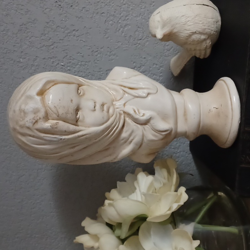 Vintage Girl Bust Statue Child Figurine Vintage Girls Room Library Mantel Decor